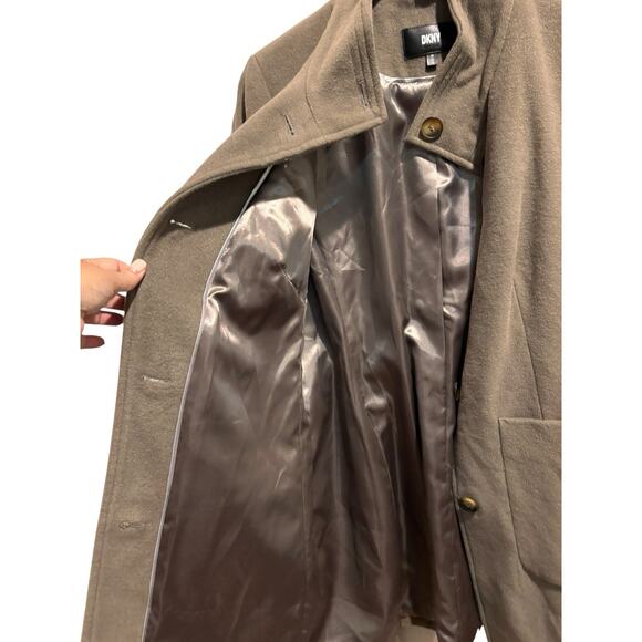 DKNY Womens Wool Blend Peacoat Trench Coat Brown/Green Size Medium - Picture 6 of 14